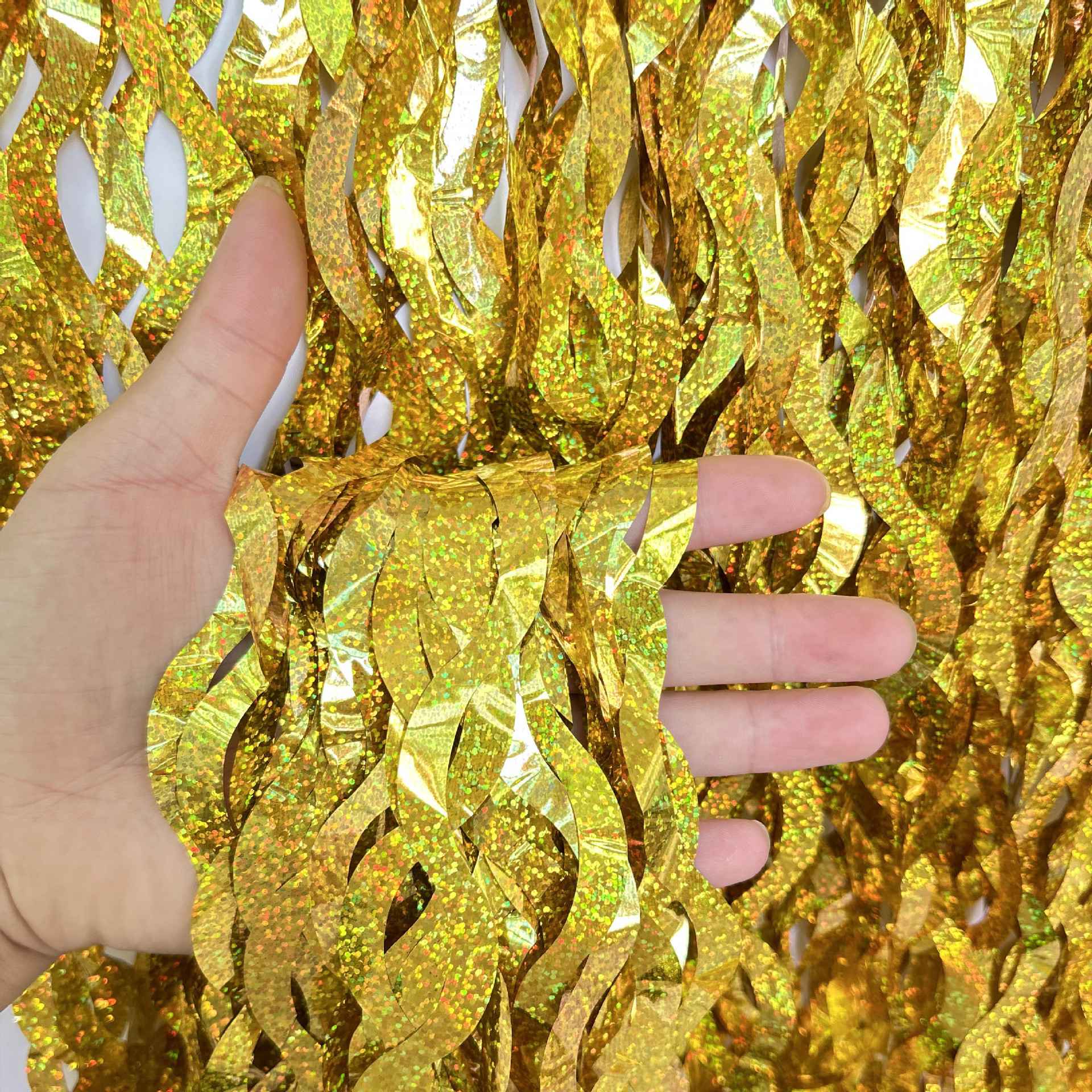 Metallic Tinsel Foil Fringe Curtains with star Party Photo Backdrop Party Streamers for Birthday New Year Eve Wedding Decor