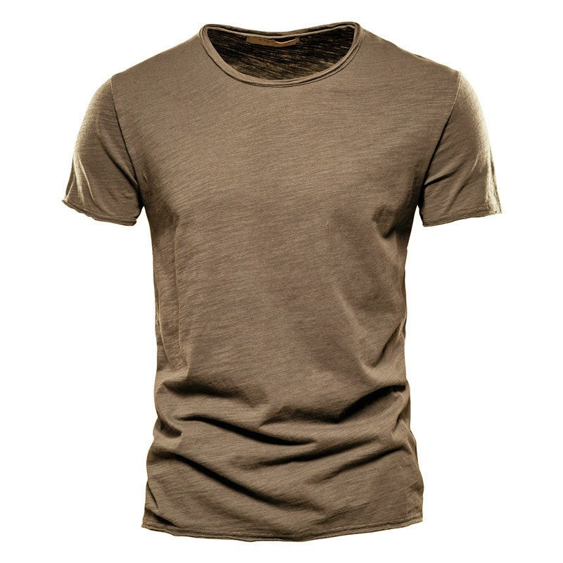 100% Cotton Men T-shirt Casual Soft Fitness Summer Thin T-shirts Men's Home Clothes O-Neck Short Sleeve Soild T Shirt for Men