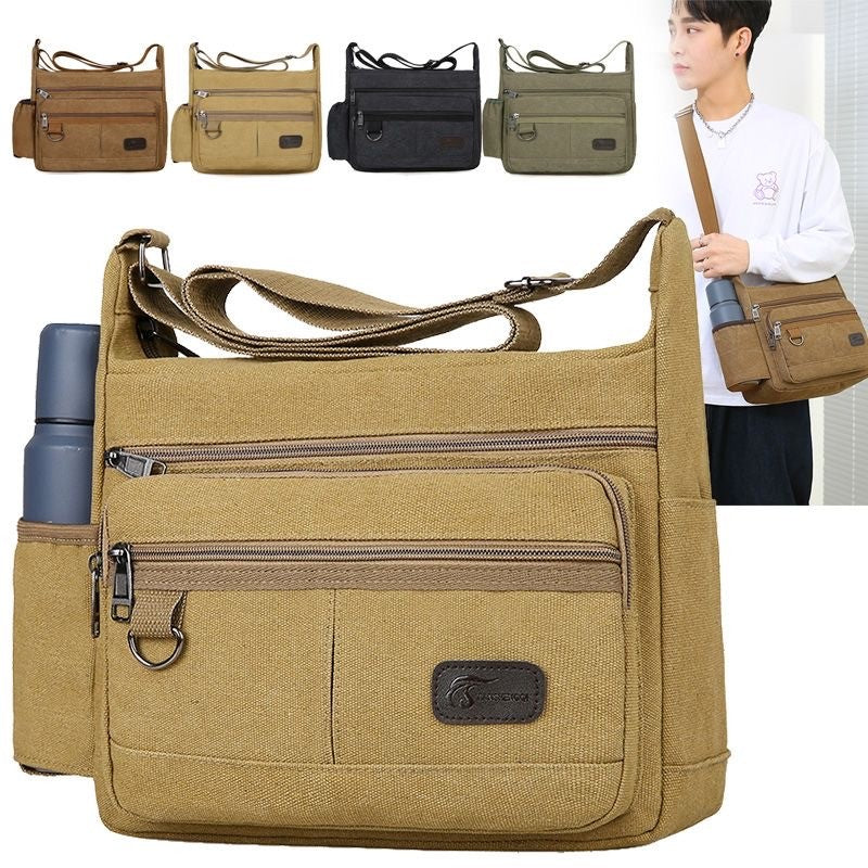 Men's Canvas Messenger Bag Single Shoulder High Quality Crossbody Bag Messenger Bag Commuter Travel Daily Use With Compartment