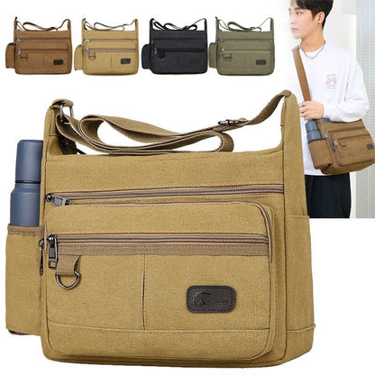 Men's Canvas Messenger Bag Single Shoulder High Quality Crossbody Bag Messenger Bag Commuter Travel Daily Use With Compartment