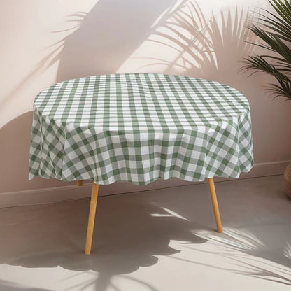 1/4pcs 213cm/83.86in Disposable Tablecloth Reusable Round Tablecloth Wrinkle-Free Waterproof Gingham Tablecloth Family Gathering