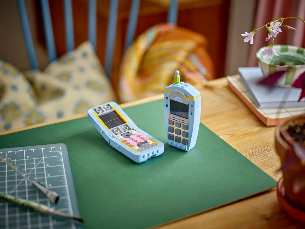 Lego telefone retrô blocos de montar brinquedos decoração de mesa para casa fácil de montar brinquedos educativos infantis presentes de feriado