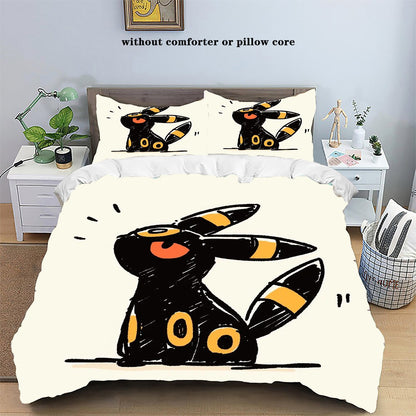 Pokemons Cartoon Anime Bedding Set Kawaii Pikachu Gengar Eevee Charizard Quilt Duvet Cover Pillowcase Kid Bed Set Twin King Size