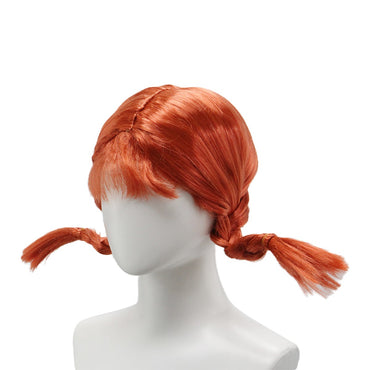Orange neat bangs anti-warped braid synthetic wig | wig suitable for anime elf role-playing