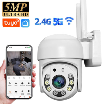 5MP HD 2.4G/5G Wifi IP Camera PTZ Outdoor waterproof Home Security protection Full Color Night Vision Surveillance Tuya Cam