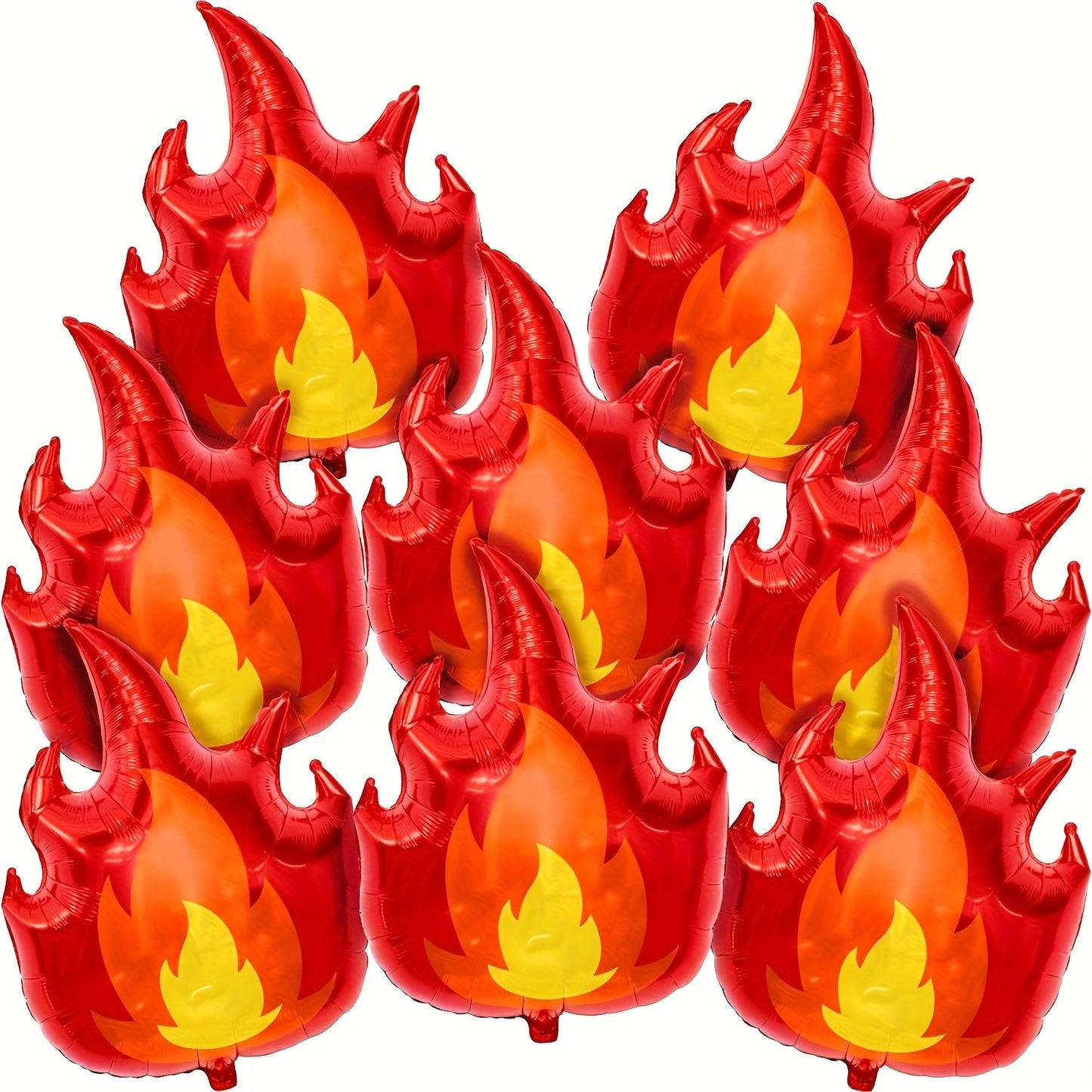 5pcs Flame Foil Balloons for Firefighter Theme Birthday Parties - Aluminum Foil Inflatable Decorations Birthday Party Supplies