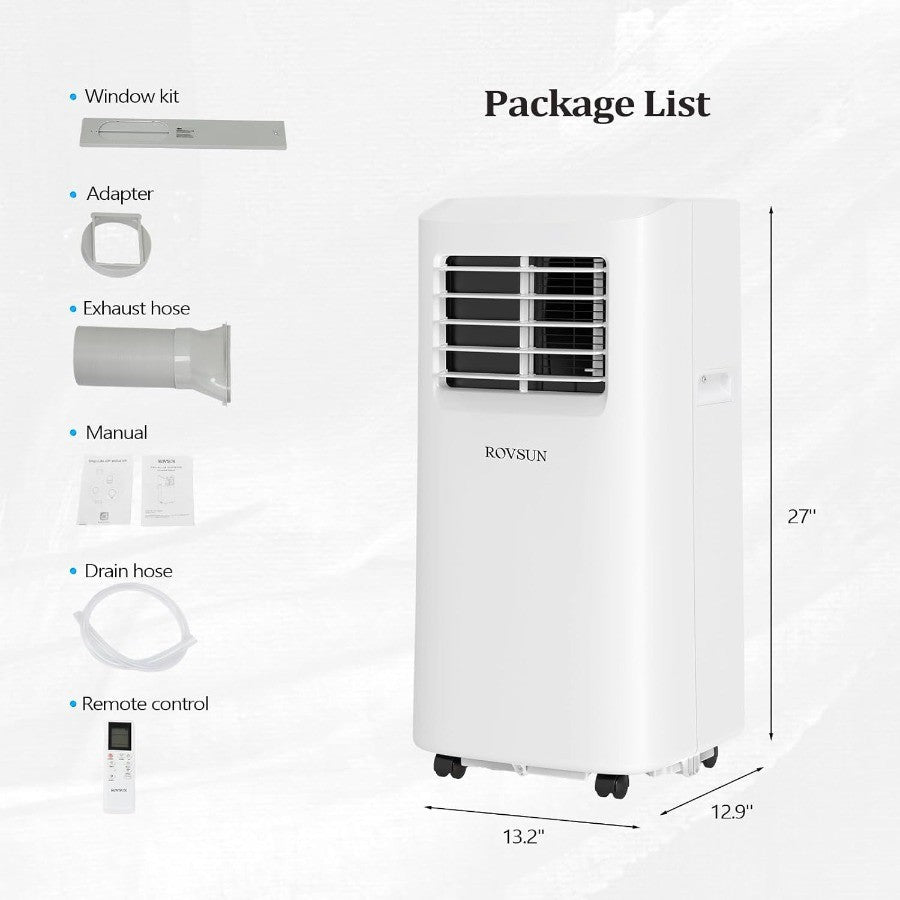Ar Condicionado Portátil 8000 BTU com Controle Remoto para Casa, Escritório e Dormitórios: Unidade 3 em 1 Oferece Ventilação e Desumidifi