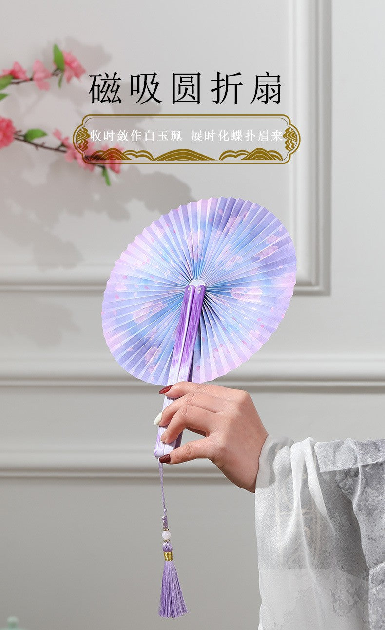 Chinese Japanese Style Silk Fan Folding Fan Wedding Fan Art Gifts Dance Hand Fan Vintage Bamboo Folding Hand Held Flower Fan