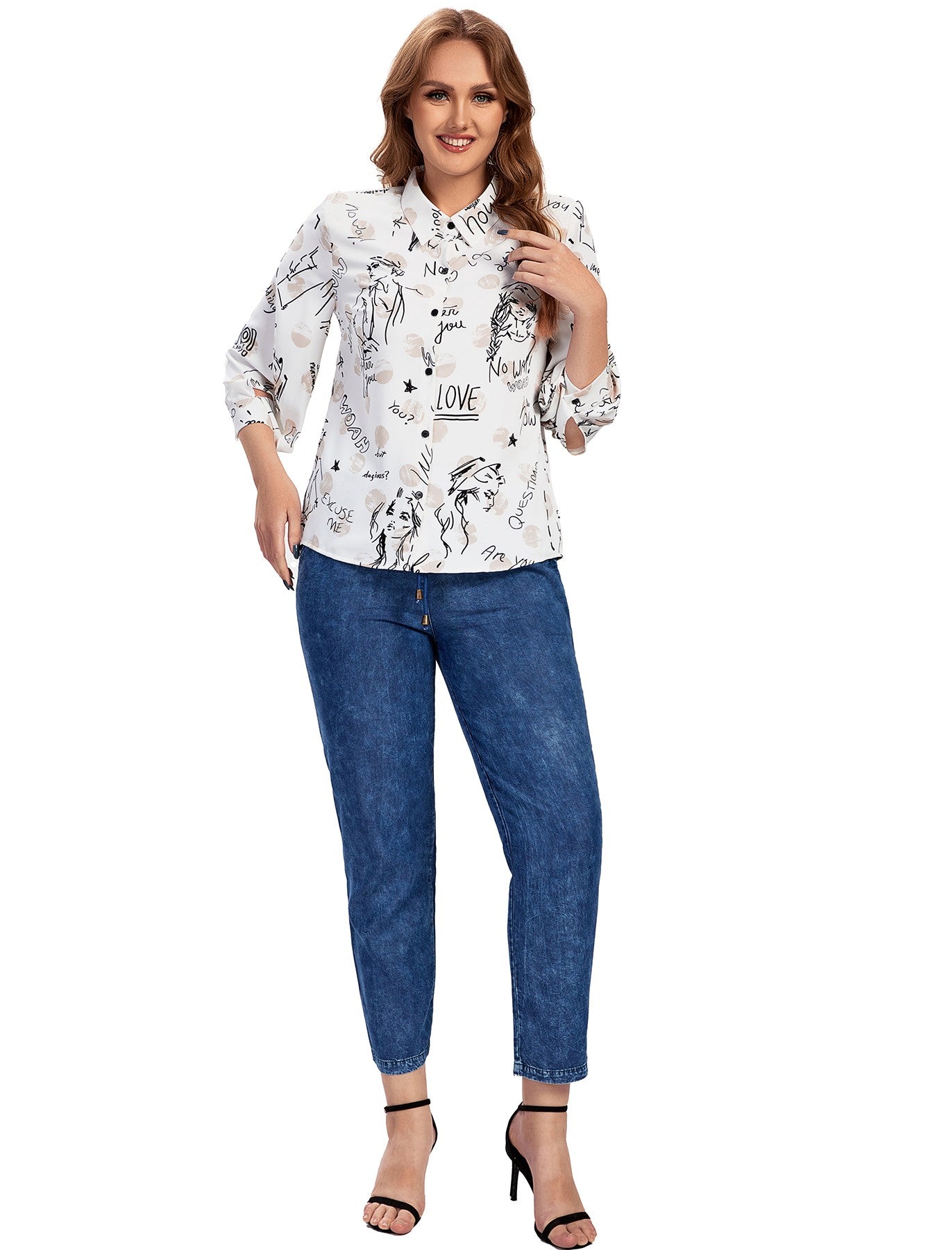 Women Plus Size Woven Spring And Summer Fashionable Shirt
