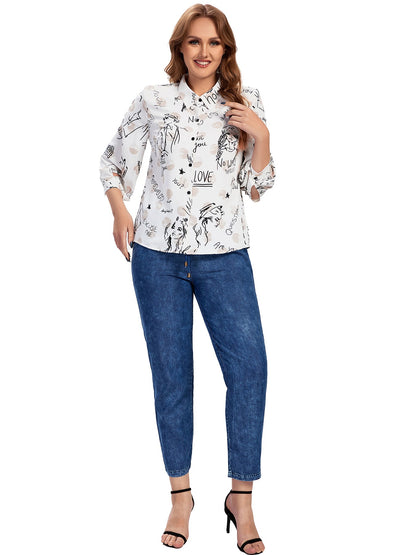 Women Plus Size Woven Spring And Summer Fashionable Shirt