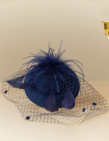 Fascinator Hat Veil Feather Fascinator Hair Clip Tea Party Pillbox Derby Hat Fascinator Bridal Wedding Veil