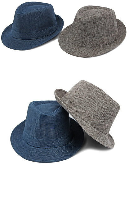 Middle-aged Spring and Summer Outdoor Sun Protection Hat Beach Top Hat Female Casual Retro Jazz Linen Hat  Fedoras for Man Party