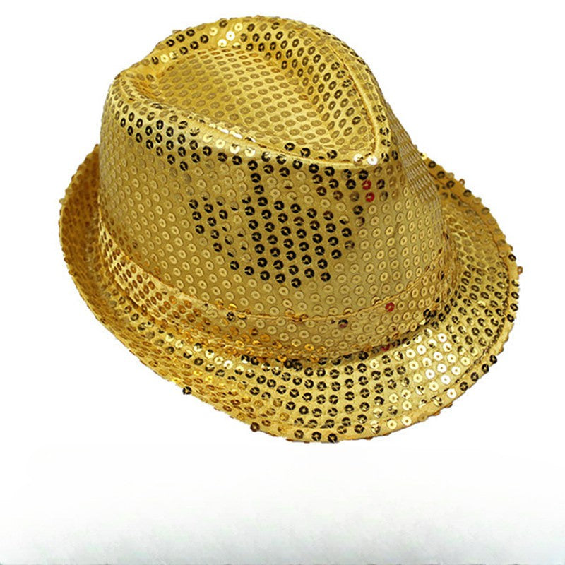 British Top Jazz Hat Bucket Hat Men Women Stage Performance Sequin Hat Shining Christmas Fedoras Party Parent Child Hat Hollween