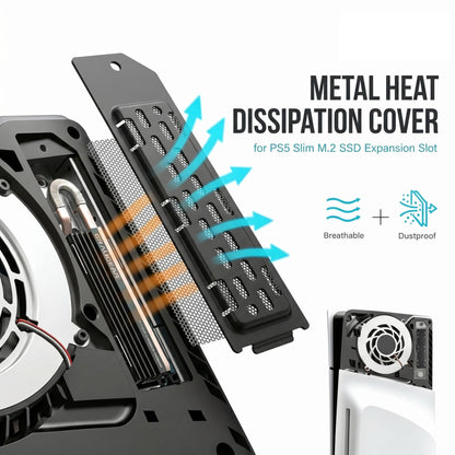 SSD Heatsink Dust Cover For PS5 Slim/Pro Console M.2 SSD Extension Slot Heat Dissipation Breathable Hole Aluminum Heat Case