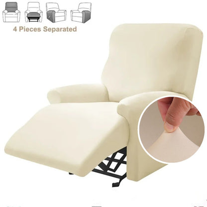 4pcs/set Solid Color Stretch Recliner Sofa Cover for Living Room Elastic Non Slip Armchair Covers All-inclusive Couch Slipcovers