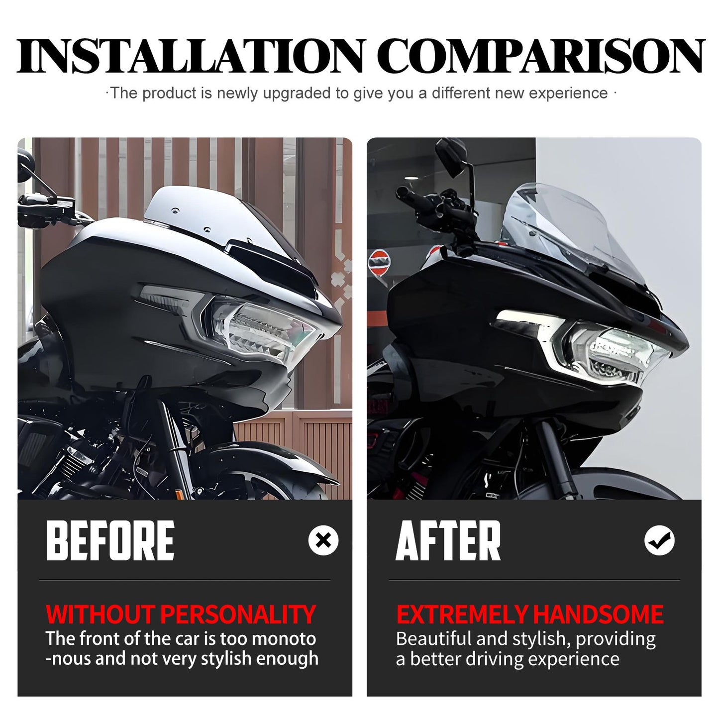 Para-brisa de motocicleta 10" Carenagem Defletor de vento Para-brisa ABS para Harley Touring CVO Road Glide 2023 2024 2025 FLTRX FLTRXSE