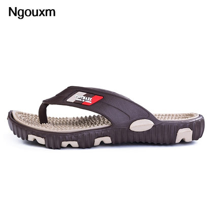 Ngouxm Summer Big Size Youth Slippers Men Massage Non-Slip Cool Outside Flip Flops Breathable Thick-Soled Toe Sandals