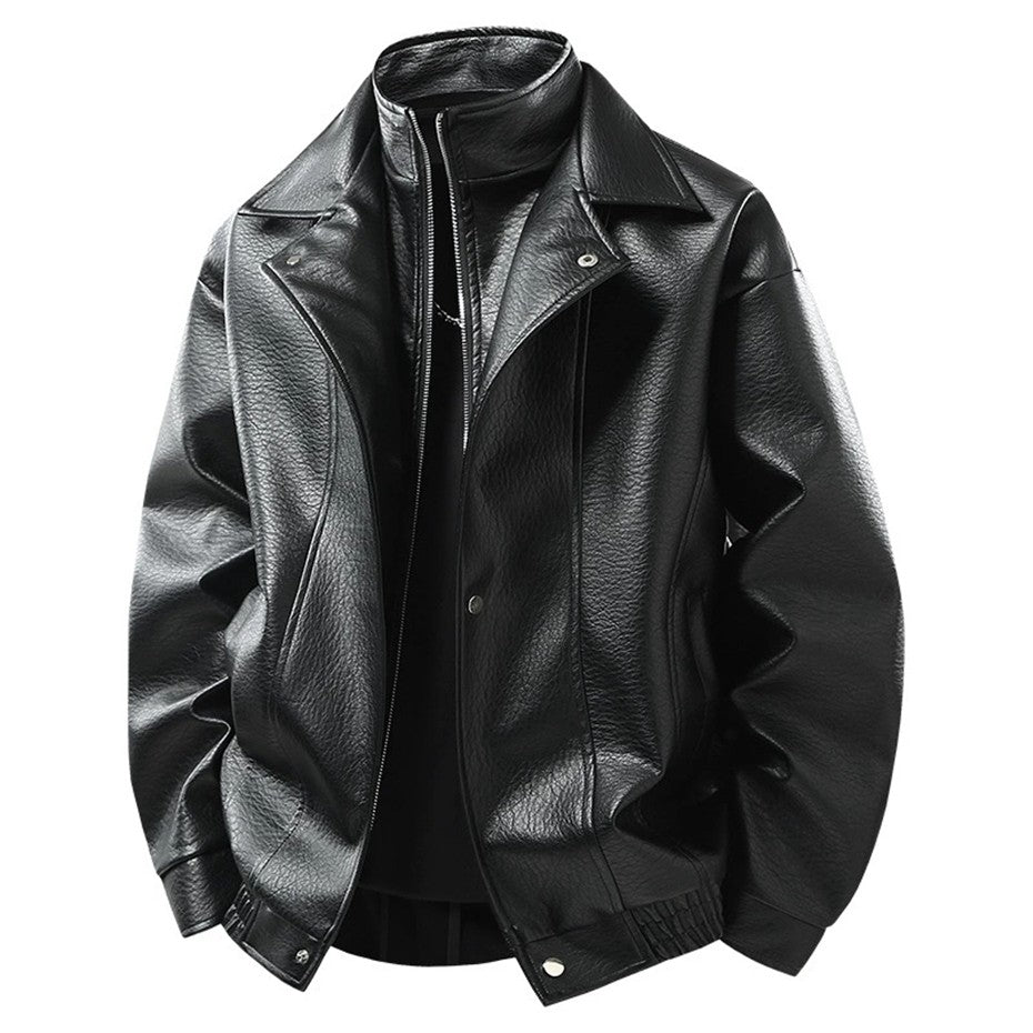 Vintage PU Jacket Men Motorcycle Biker PU Coat Fashion Casual Cargo Jackets Spring Autumn Outerwear