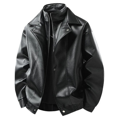 Vintage PU Jacket Men Motorcycle Biker PU Coat Fashion Casual Cargo Jackets Spring Autumn Outerwear