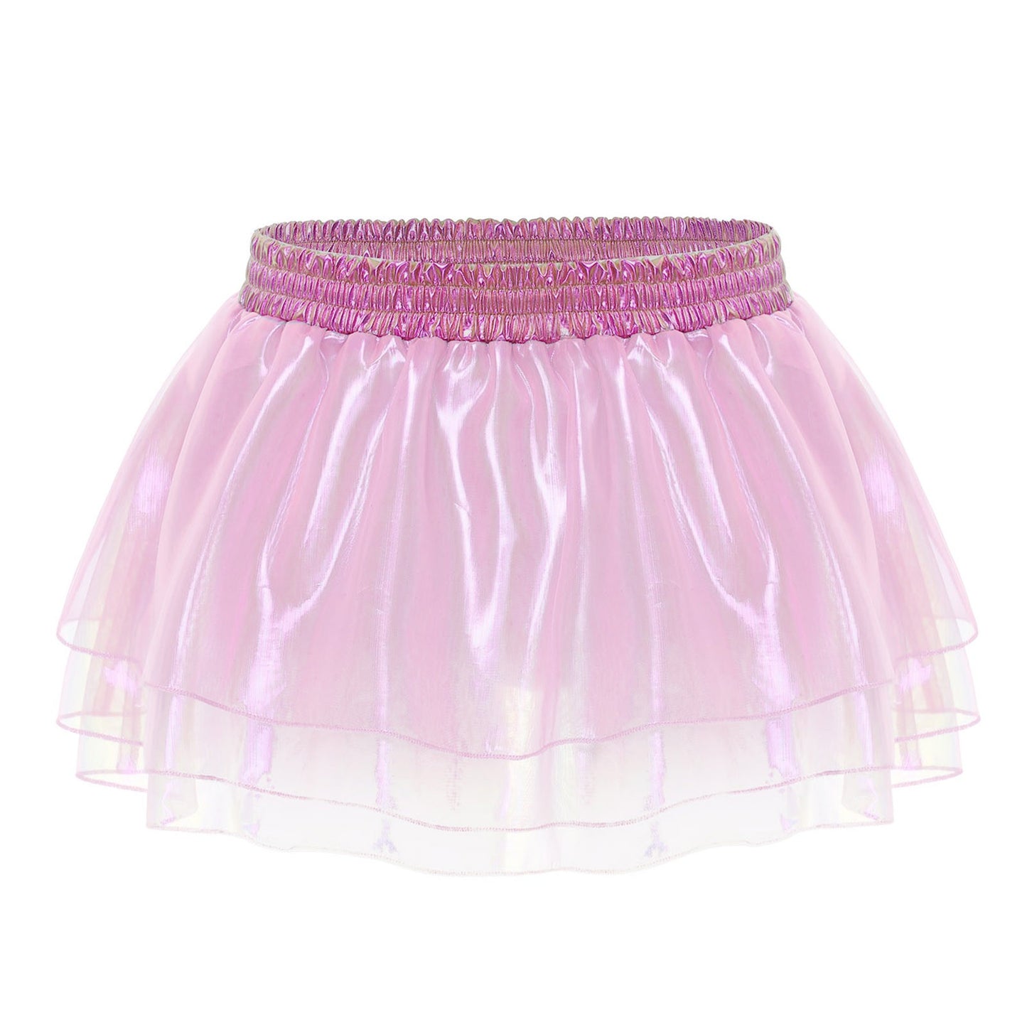 Womens Tiered A-line Pleated Short Skirt Shiny Glitter Skirt for Rave Festival Pole Dance Bar Party Skirt Night Club Costume