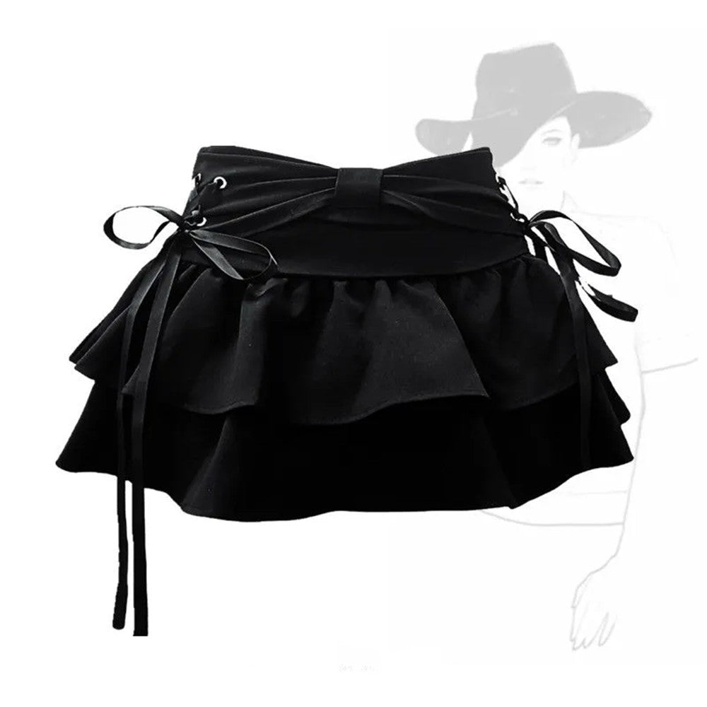 New Fashion Women Hot Girl Sweet Kawaii Bow Vintage Y2k Clothes American Streetw