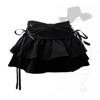 New Fashion Women Hot Girl Sweet Kawaii Bow Vintage Y2k Clothes American Streetw