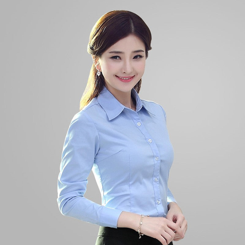 1pcs Woman Four Season Occupation Shirt Lady Casual Long Sleeve Turn-down Collar Shirt Female Working Clothes Formal Dress Tops