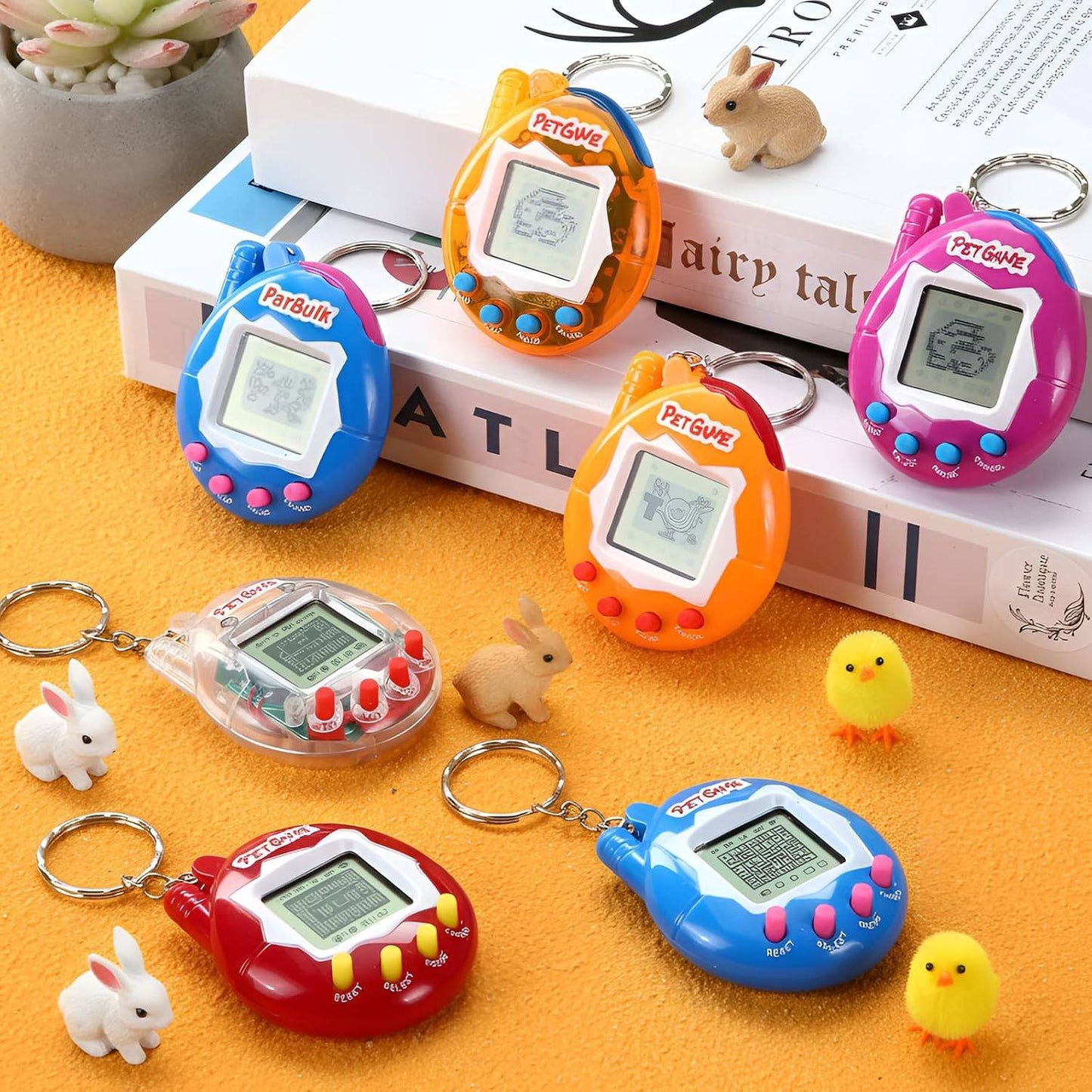 64-6PCS Virtual Pet Keychain Tamagotchi Electronic Toys for kids Video Game Party Favors Birthday Gifts School Classroom Prizes