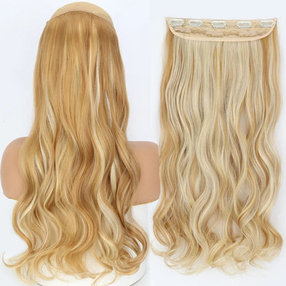 Extensão de Cabelo Liso Comprido de Fibra Sintética Resistente ao Calor com 5 Clipes 22"32" Preto Castanho Loiro