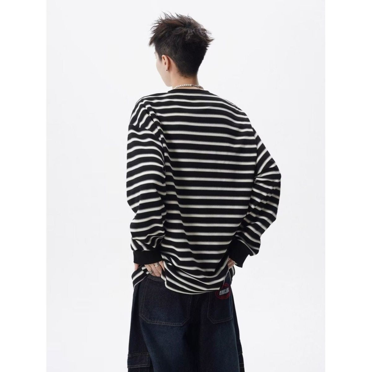Lazy Style Striped Loose T Shirts Men's Long Sleeve All-match Youth Street Casual Tops Spring Autumn Korean Trend Men Clothing