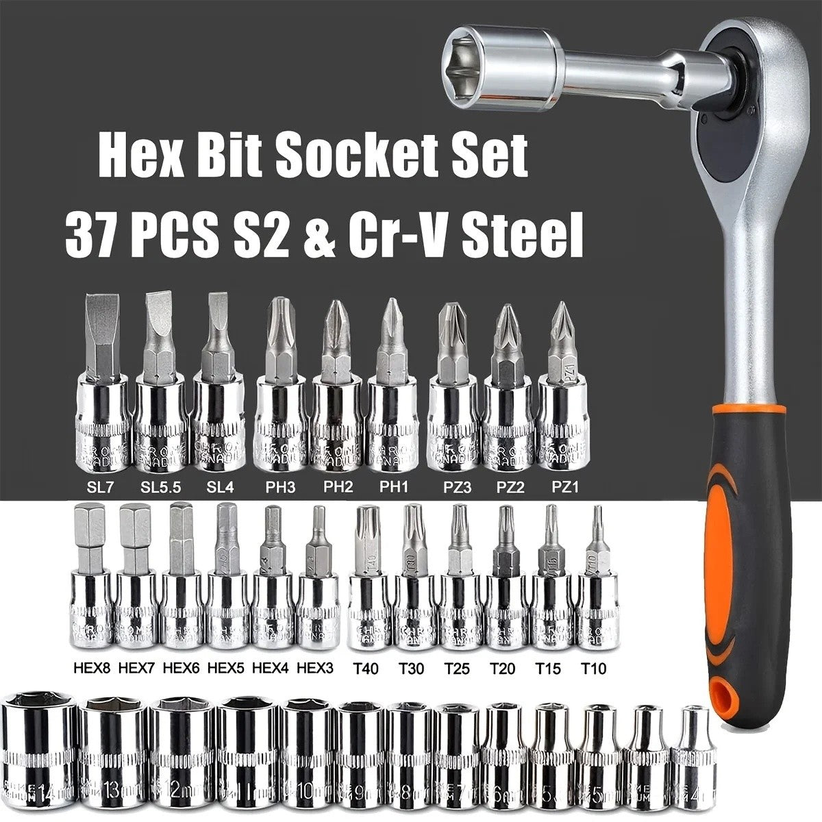 Kit de Ferramentas de Reparo Automotivo 46 Peças, Caixa de Ferramentas de Chave Catraca Combinada, Jogo de Ferramentas para Manutenção Automotiva e Reparo de Soquetes Veiculares