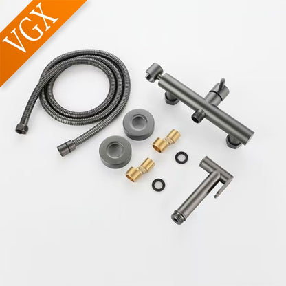 Conjunto de torneira bidê de latão VGX, ducha higiênica portátil, torneira de banheiro quente e fria, lavadora feminina, pulverizador shattaf, ducha higiênica