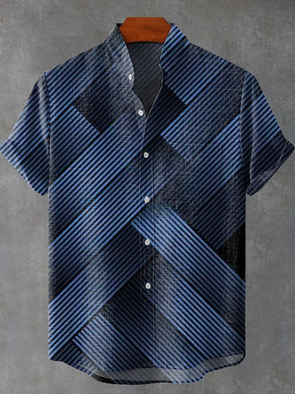 The new men's simple linen short-sleeved shirt has a comfortable and high-quality fabric, with stylish design and fashionable bu