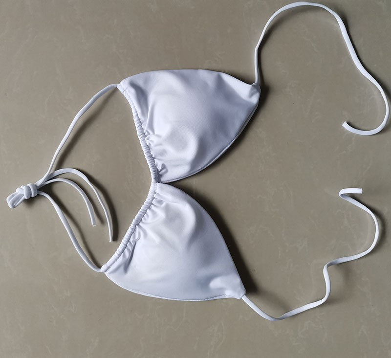 Summer Sexy Bikini set Push-up padded Bra Thong Split Swimwear Female Bandage Bathing Suit Adjustable Lacing Swimsuit Solid