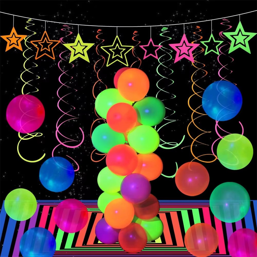 20/50Pcs Party Balloons UV Blacklight Reactive Neon Fluorescent Balloons GLOW In The Dark Balloon for Adults Wedding Halloween