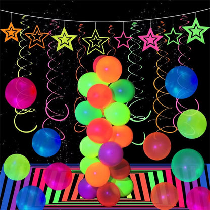 20/50Pcs Party Balloons UV Blacklight Reactive Neon Fluorescent Balloons GLOW In The Dark Balloon for Adults Wedding Halloween