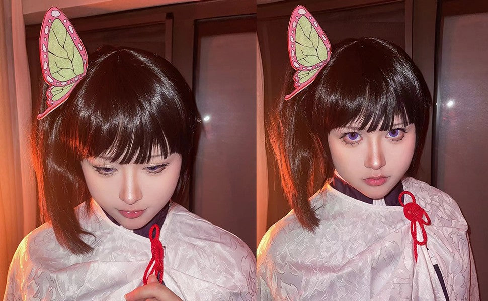 Demon Slayer Kimetsu No Yaiba Tsuyuri Kanao Wig Anime Cosplay Dark Brown Wig Men Women Heat Resistant Synthetic Hair Wigs