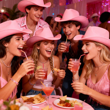 4-24Pcs Western Cowboy Hat for Men Women Adjustable Felt Cowgirl Hats Wide Brim Fedoras Hat for Adult Bachelor Party Costume