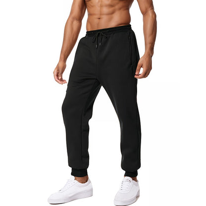 Novas Calças de Moletom Masculinas com Zíper Lateral Bolsos Jogger Calças de Treino Elástico Cintura Esporte Casual Calças Larga Fitness Academia Roupas