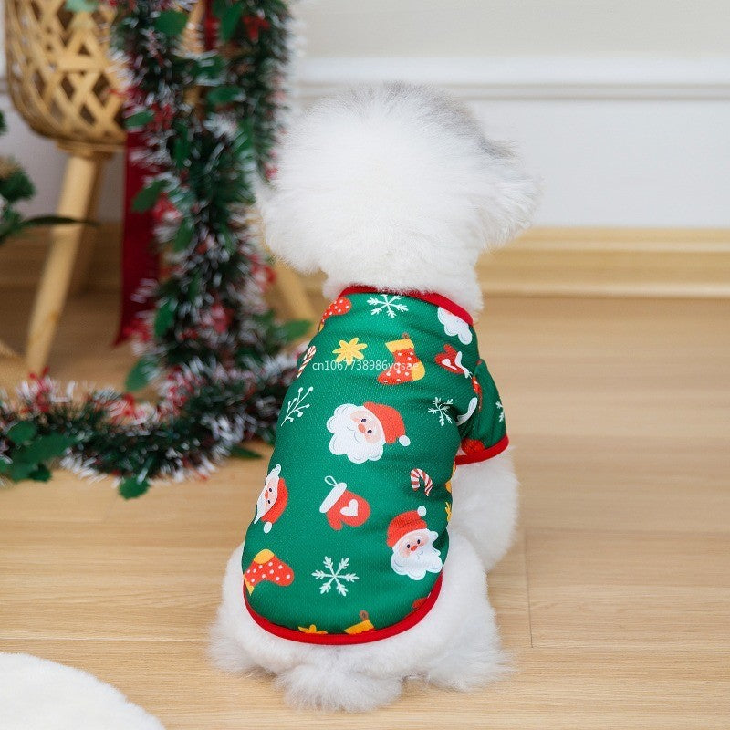 Roupas de Natal para Cachorros Roupas Macias para Gatos Camiseta Fofa de Árvore de Natal Roupa para Pets para Ano Novo Roupas Quentes Fantasia Yorkies
