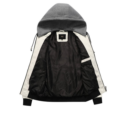 Men's Leather Bomber Jacket Windproof and rainproof Scorpion Embroidery Hooded Jacket PU Leather Winter, Drive