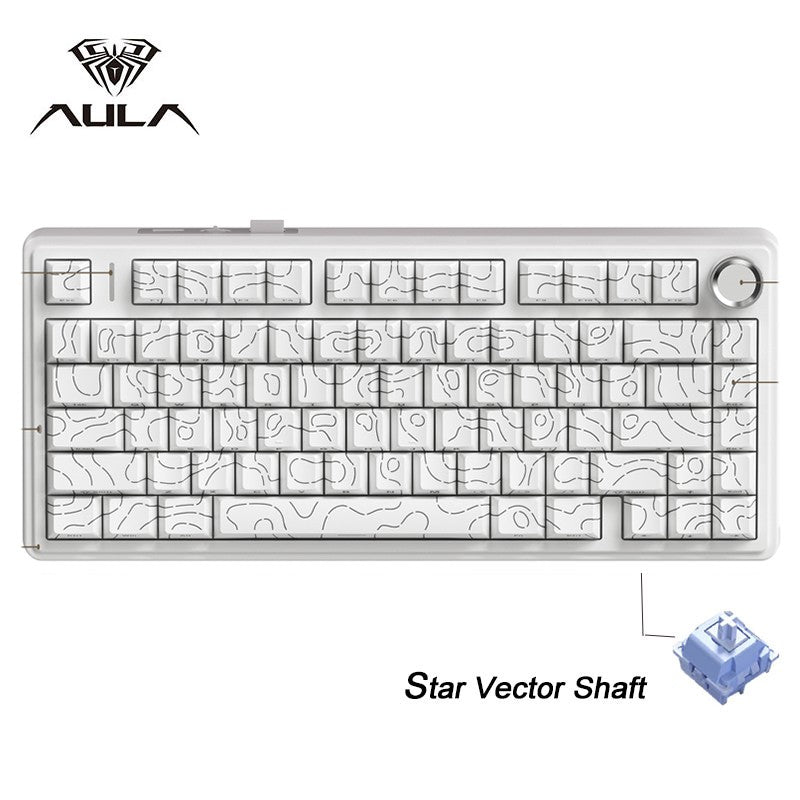 Teclado Mecânico Gamer AULA F75 RGB Layout 75% Gravação Lateral Gasket Mounted Personalizado 80 Teclas Keycaps PBT Teclado Sem Fio