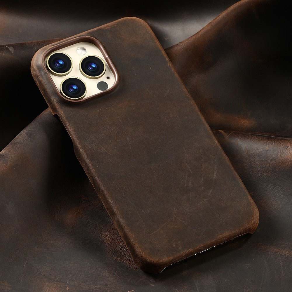 Capa Magsafe para iPhone 15 16 17 Pro Max Air Couro Genuíno Envelhecido Bovino de Grão Integral de Luxo Retrô Capa Magnética