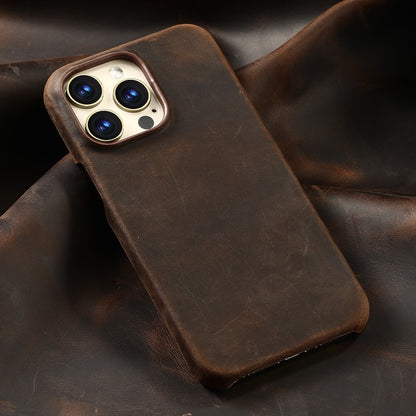 Capa Magsafe para iPhone 15 16 17 Pro Max Air Couro Genuíno Envelhecido Bovino de Grão Integral de Luxo Retrô Capa Magnética
