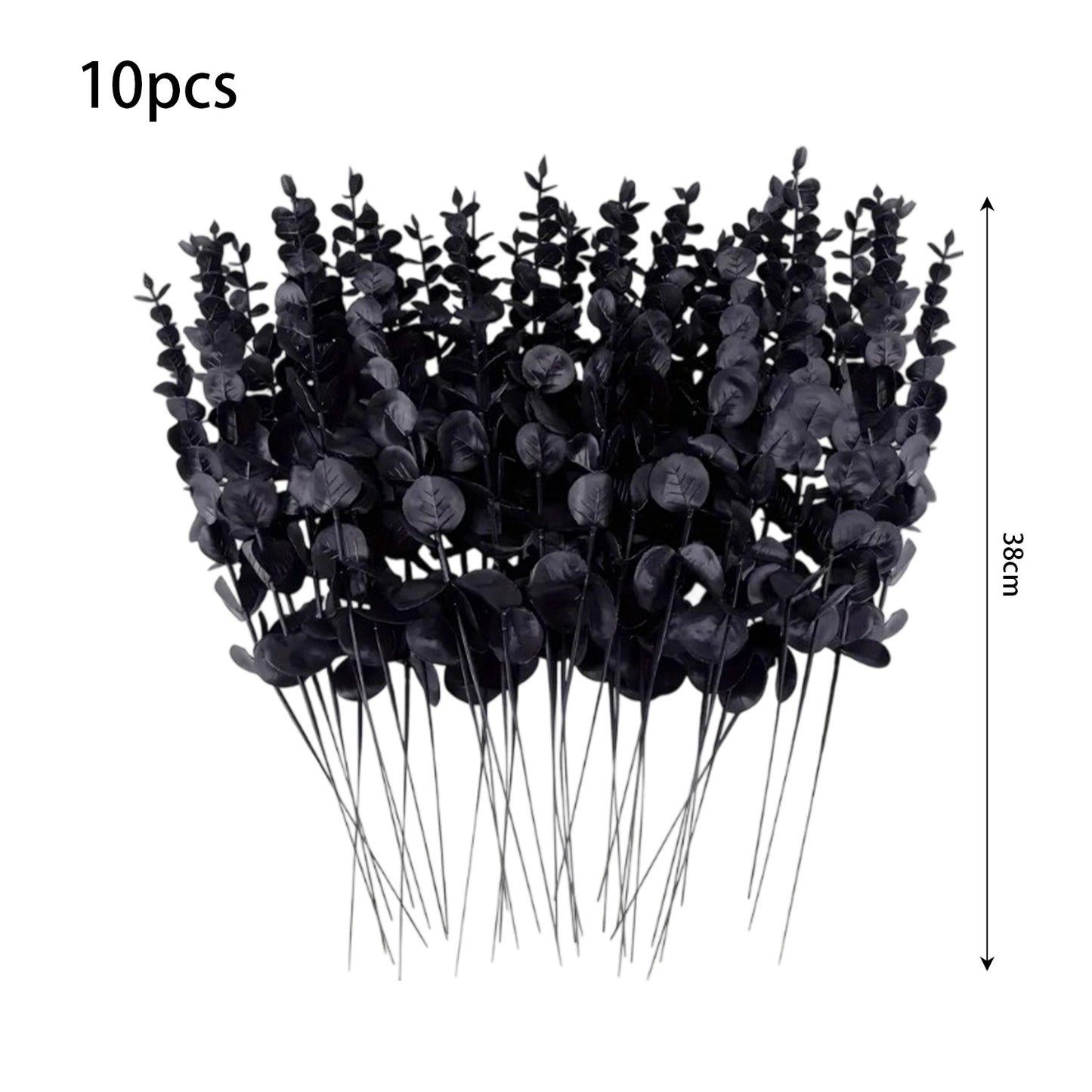 50/10x Black Artificial Eucalyptus Branches Simulation Flowers Stems Halloween Thanksgiving Ornaments DIY Home Table Decoration