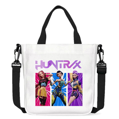 Kawaii KPop Demon Hunters Fashion Shoulder Bag Cartoon Handbag Large Capacity Crossbody Bag Portable Canvas Storage Bags Gift