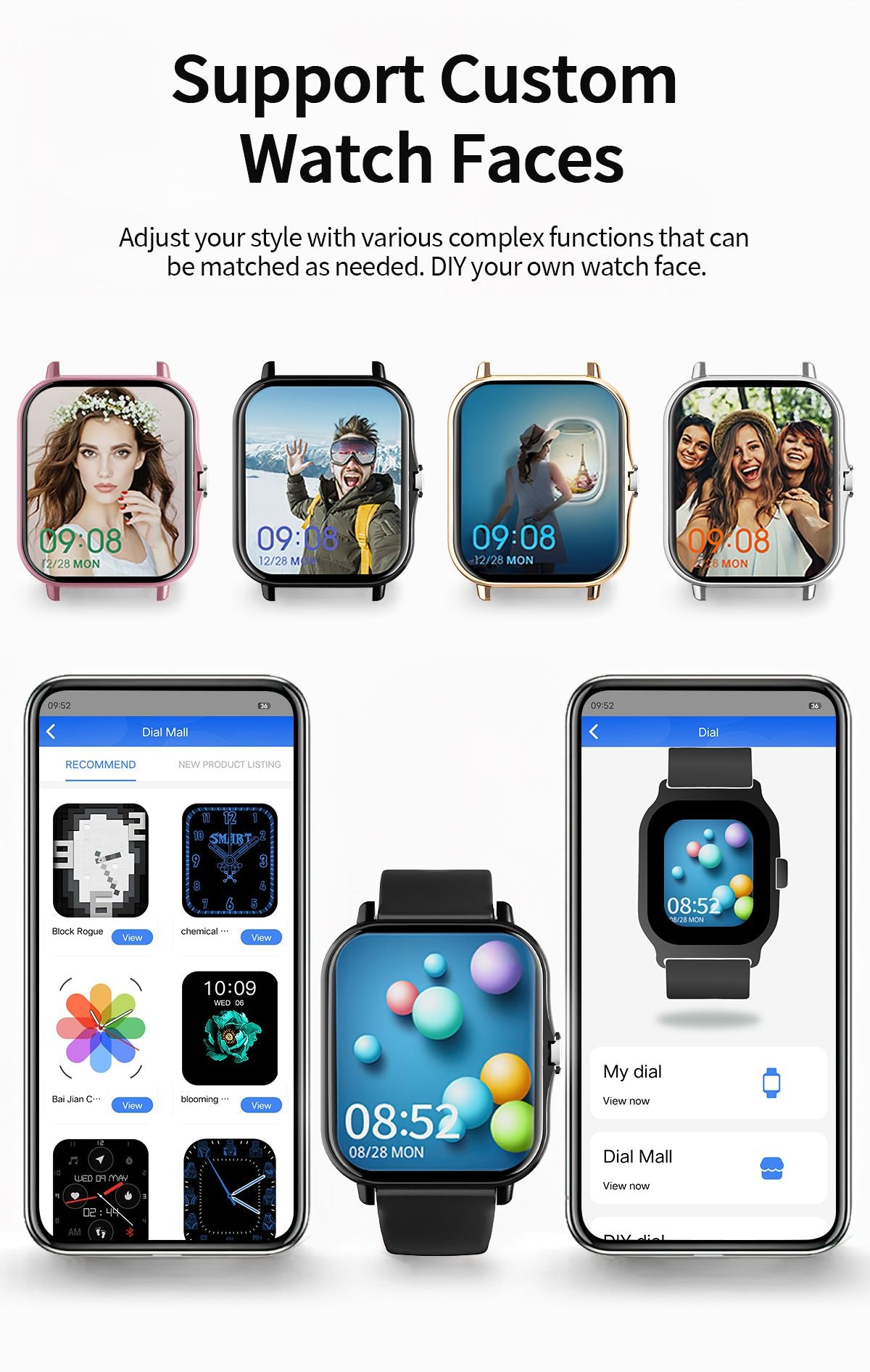 New Smartwatch BT Call Health&Sleep Monitoring 1.83''HD Screen Kids Smart Watch Waterproof Fashoin Sports Bracelet For Women Men