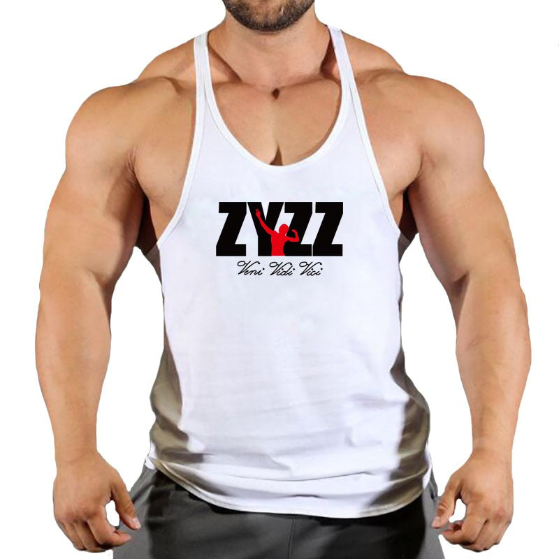 Gym Sleeveless Shirt Men Bodybuilding Tank Tops Fitness Workout Cotton Print Singlet Stringer Undershirt Male Casual Summer Vest