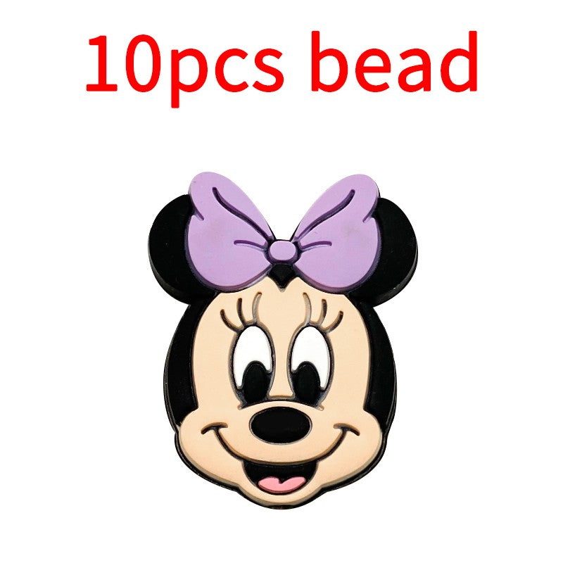 10pcs Mickey Minnie Silicone Pacifier Clips Food Grade Teethers For Baby DIY Baby Soother Nursing Pacifier Chain Accessories