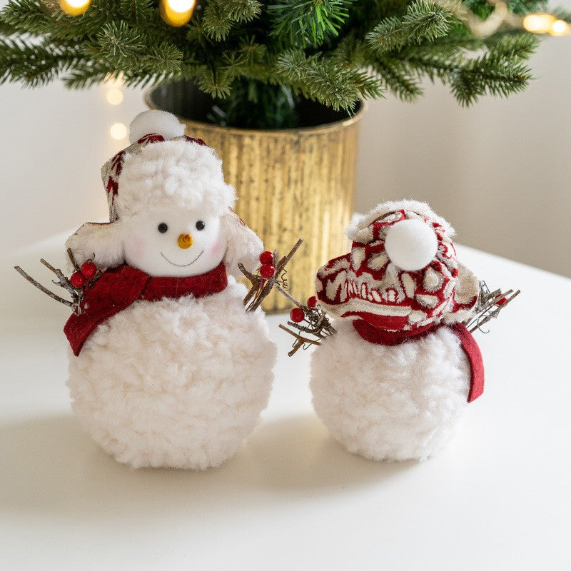 Home decoration new plush knitted Christmas snowman doll ornament Christmas desktop atmosphere ornament